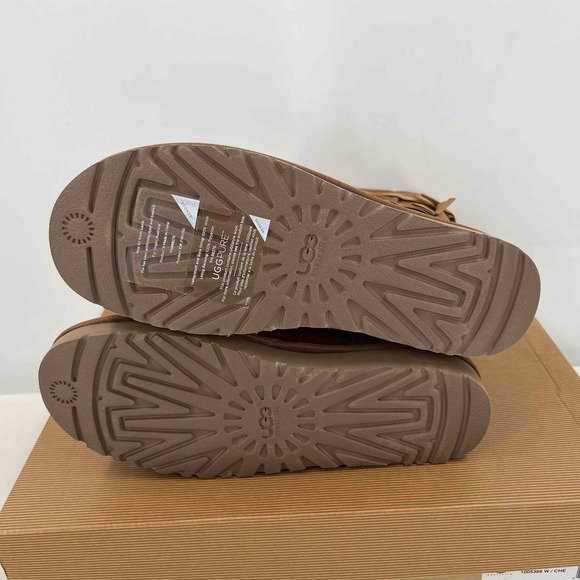 UGG Everleigh 1005386 Tall Tan Sheepskin Boots with Bows Size US10  EU41 NEW BOX - Picture 5 of 12